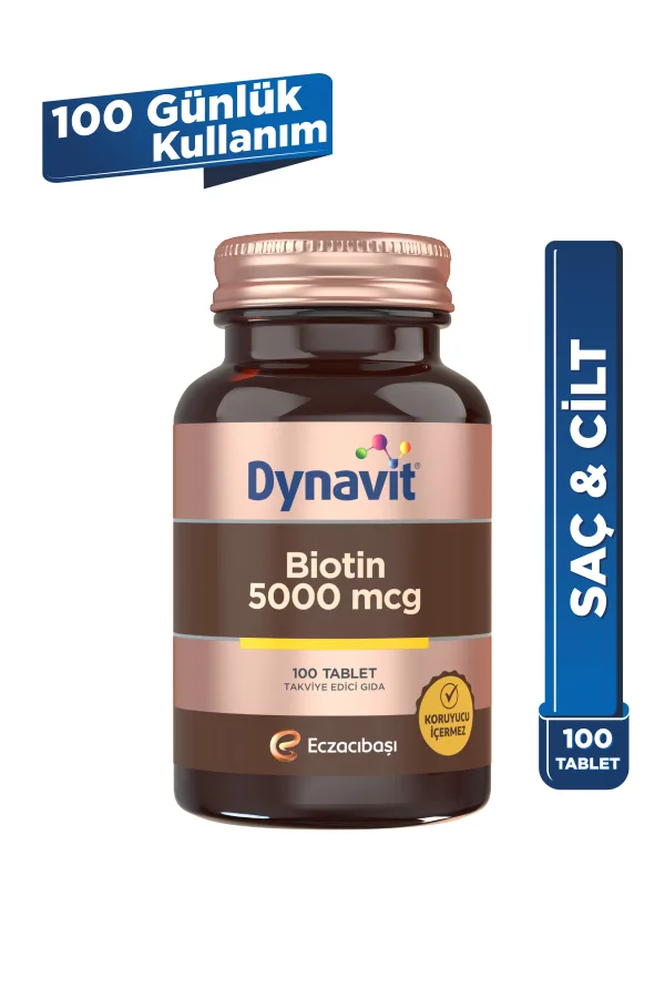 DYNAVIT BIOTIN TABLET 5000 MCG BİOTİN İÇEREN TAKVİYE EDİCİ GIDA  100 tablet