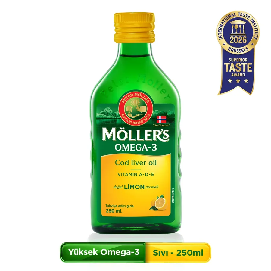 MÖLLER'S OMEGA-3 COD LIVER OIL SIVI CAM ŞİŞE (DOĞAL LİMON AROMALI)