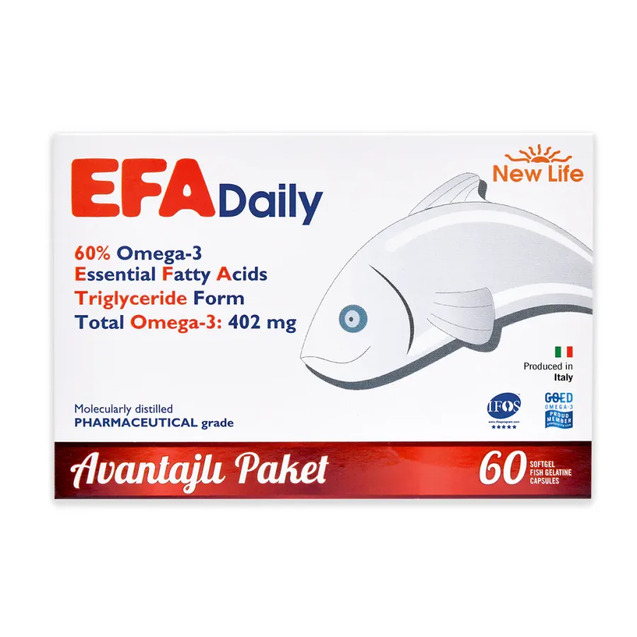 NEW LIFE - EFA DAILY BALIK YAĞI İÇEREN TAKVİYE EDİCİ GIDA 60 kapsül