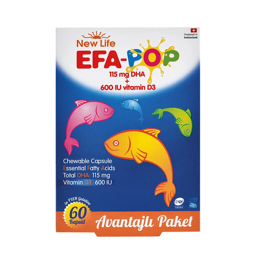 NEW LIFE - EFA POP BALIK YAĞI VE D VİTAMİNİ İÇEREN TAKVİYE EDİCİ GIDA 60 kapsül