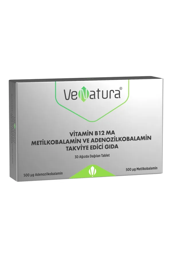 VeNatura VENATURA VİTAMİN B12 MA METİLKOBALAMİN VE ADENOZİLKOBALAMİN İÇEREN TAKVİYE EDİCİ GIDA 30 tablet