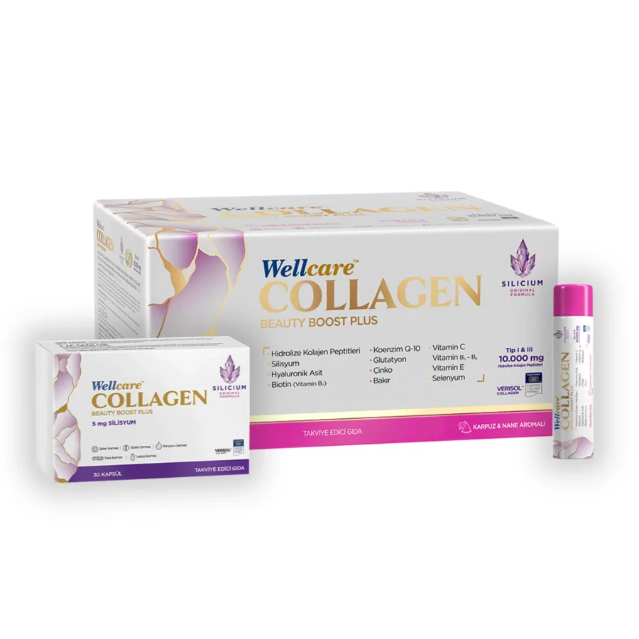 Wellcare WELLCARE COLLAGEN BEAUTY BOOST PLUS KAPSÜL VE ORAL SIVI (KARPUZ-NANE) TEK İÇİMLİK FLAKON