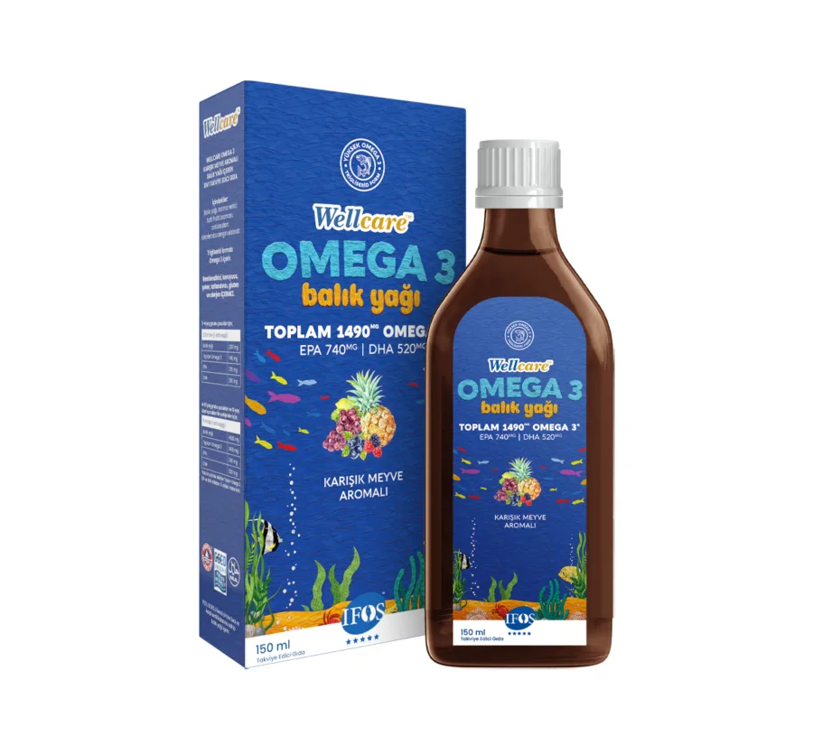 WELLCARE OMEGA 3 BALIK YAĞI (KARIŞIK MEYVE AROMALI)