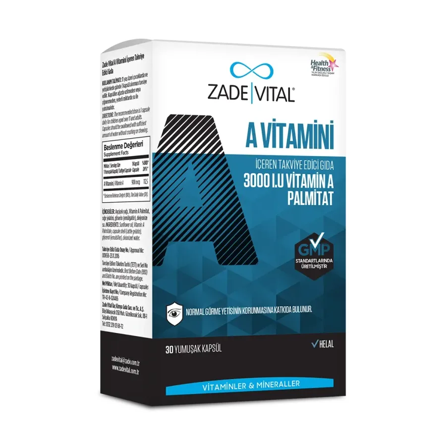 ZADE VITAL A VİTAMİNİ YUMUŞAK KAPSÜL