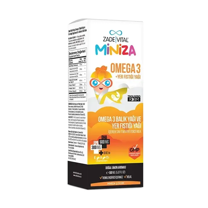 ZADE VITAL MINIZA OMEGA-3 + YER FISTIĞI YAĞI CAM ŞİŞE